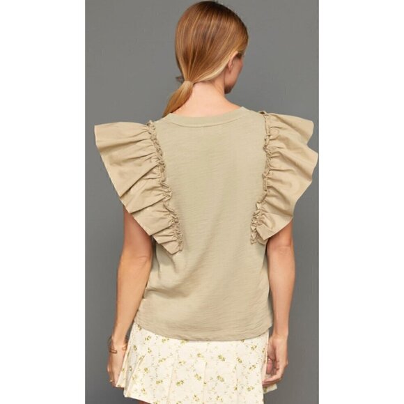 Nation Ltd Para Boxy Tee Moss ruffle large Coquette Romantic feminine demure - Picture 3 of 7